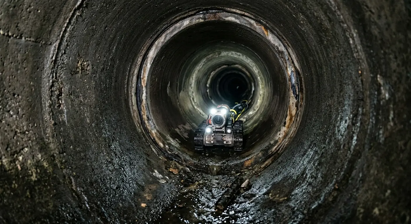 Robotic sewer camera inspecting pipe interior for Sewer Line Cleaning in Kimberly